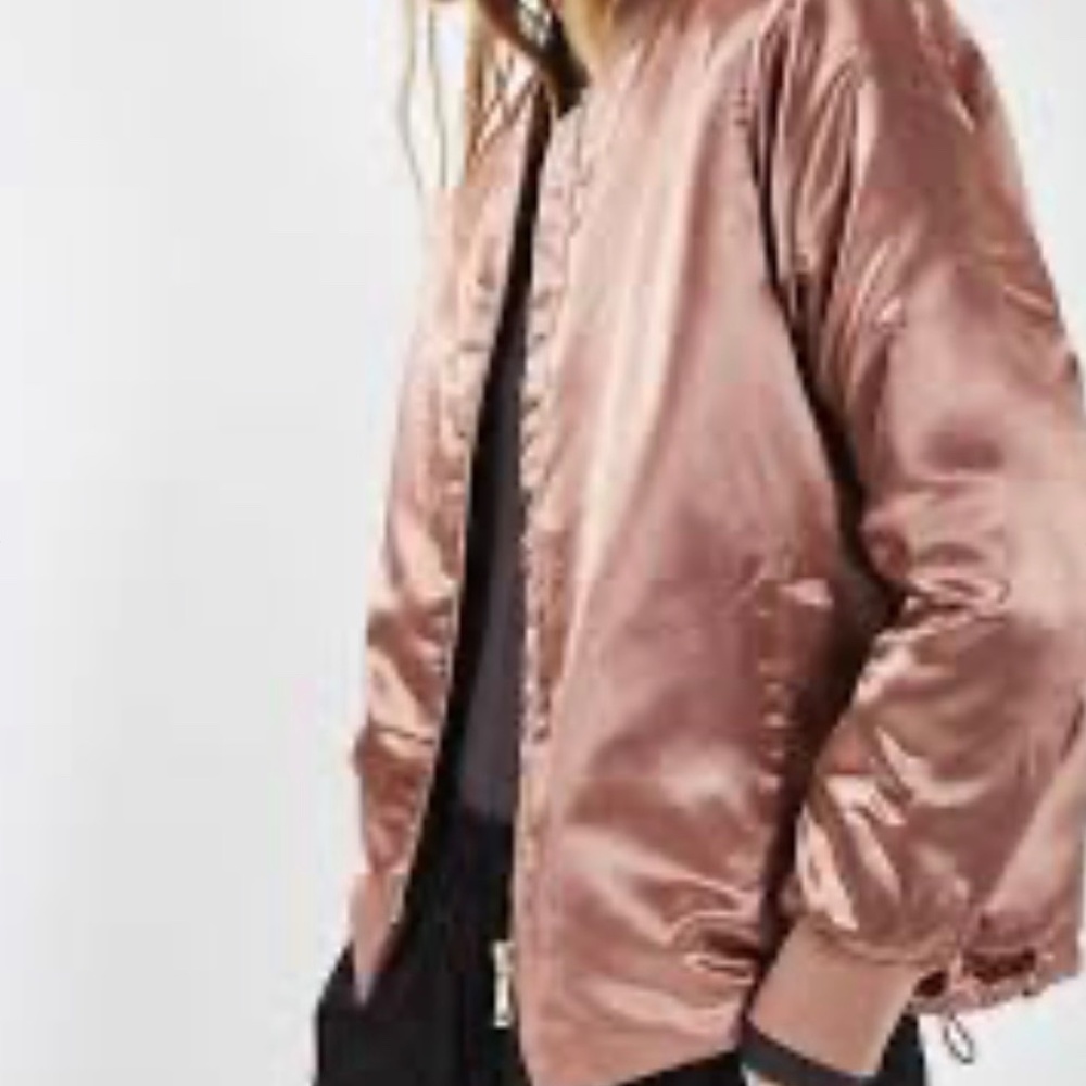 NWT Topshop Satin Bomber Jacket in Dusty Pink, Size US4